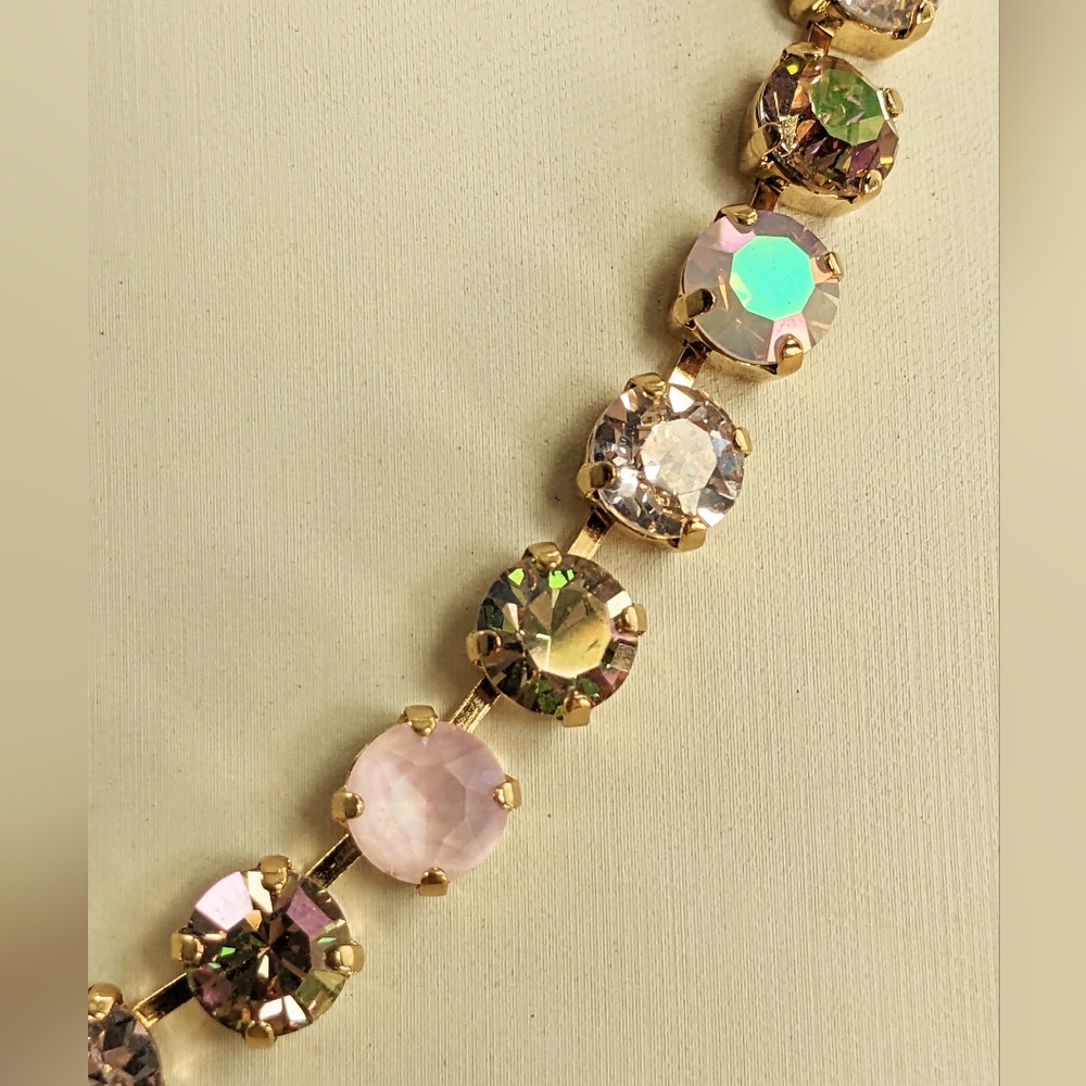 Sweetly Soft Pink AB Swarovski Necklace In 18K Gold Plated - Picture 6 of 10